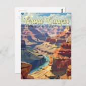 グランドキャニオンナショナルパークイラストレーショントラベルアート ポストカード (正面/裏面)
