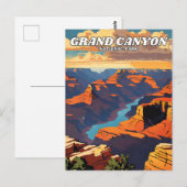 グランドキャニオンナショナルパークイラストレーションレトロクラス ポストカード (正面/裏面)