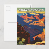 グランドキャニオンナショナルパークイラストレーションレトロデコ ポストカード (正面/裏面)