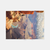 グランドキャニオンナショナルパークオイルペインティングアートトラベル フリースブランケット (正面(横))