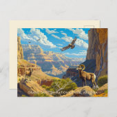 グランドキャニオンナショナルパークワイルドライフヴィンテージアート ポストカード (正面/裏面)