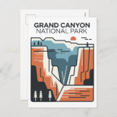 グランドキャニオンナショナルパーク抽象芸術イラストレーション シーズンポストカード (正面/裏面)