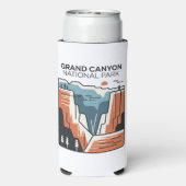グランドキャニオンナショナルパーク抽象芸術イラストレーション スリム缶クーラー (Seltzer裏面)