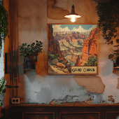 グランドキャニオンレトロトラベルデザイン キャンバスプリント