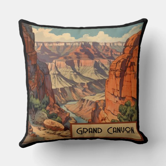 グランドキャニオンレトロトラベルデザイン クッション (裏面)