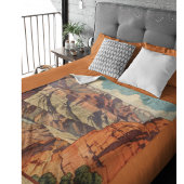 グランドキャニオンレトロトラベルデザイン フリースブランケット