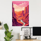 グランドキャニオンレトロヴィンテージポスター ポスター (ホームオフィス)