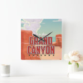 グランドキャニオンヴィンテージ旅行ポスター スクエア壁時計 (ホーム)