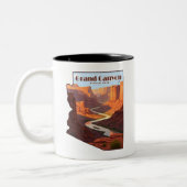 グランドキャニオン国立公園アリゾナの地図 ツートーンマグカップ (左)