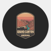 グランドキャニオン国立公園旅行ハイキングロゴ ラウンドシール (正面)