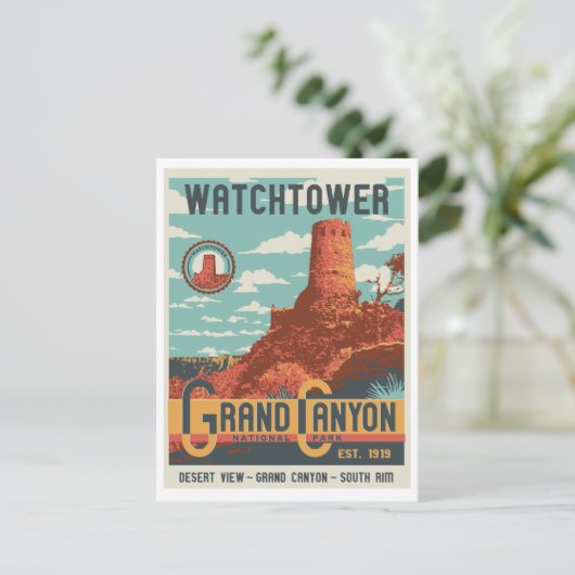 グランドキャニオン国立公園時計塔はがき ポストカード (スタンド正面)