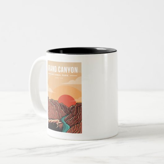 グランドキャニオン国立公園標章の標章のロゴ ツートーンマグカップ (正面左)