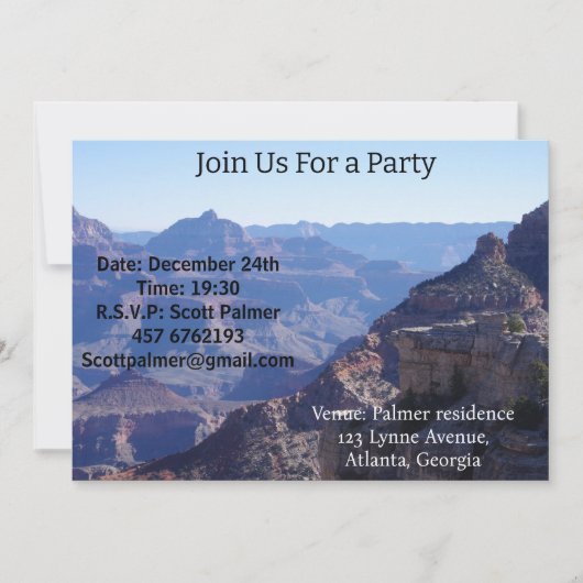 グランドキャニオン国立公園 南縁 招待状 (正面)