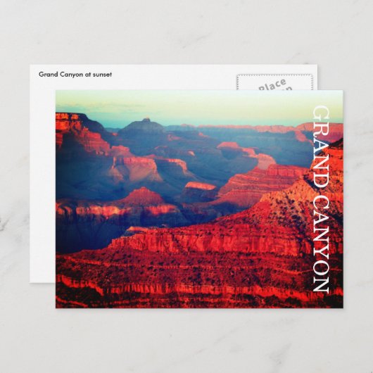 グランドキャニオン赤い夕日 ポストカード (正面/裏面)