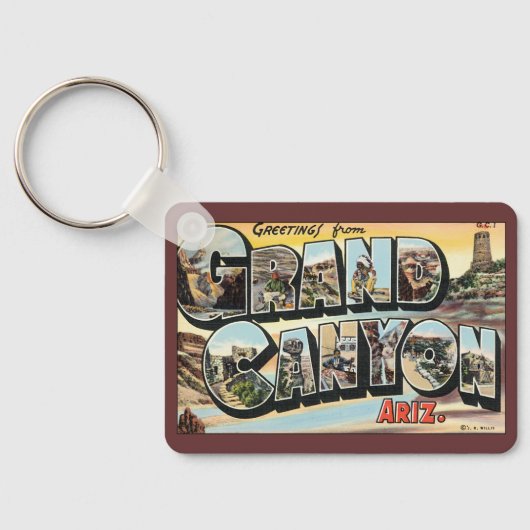 グランドキャニオン・アリゾナからのヴィンテージ旅行案内書 キーホルダー (裏面)