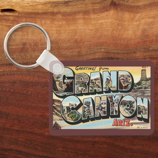 グランドキャニオン・アリゾナからのヴィンテージ旅行案内書 キーホルダー (裏面)