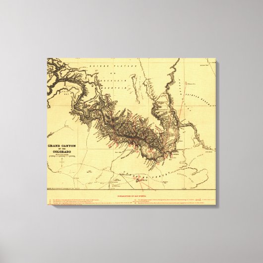 グランドキャニオン・オブ・コロラド川パノラママップ キャンバスプリント (正面)