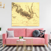 グランドキャニオン・オブ・コロラド川パノラママップ キャンバスプリント (インサイチュ (リビング))