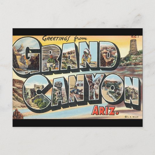 グランドキャニオン_ヴィンテージ旅行ポスターからの挨拶 ポストカード (正面)
