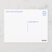 グランドキャニオン、焼きポイント、アリゾナはがき ポストカード (裏面)