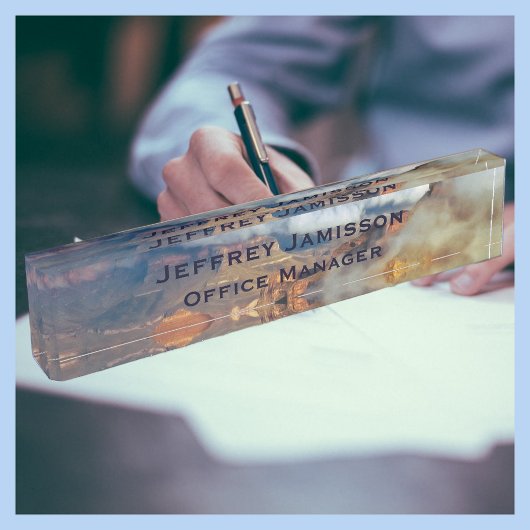 グランドキャニオン、雲、名前とタイトル、アクリル デスクネームプレート