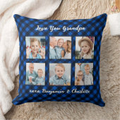 グランドギフトパーソナライズされた写真コラージュブループレイド クッション (ブランケット)