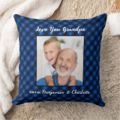 グランドギフトパーソナライズされた写真ブループレイドホリデー クッション (ブランケット)