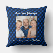 グランドギフトパーソナライズされた写真ブループレイドホリデー クッション (裏面)