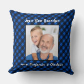 グランドギフトパーソナライズされた写真ブループレイドホリデー クッション (正面)