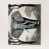 グランドグレービューティフルエレファント歩く ジグソーパズル (縦)