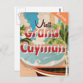 グランドケイマンヴィンテージ旅行ポスター ポストカード (正面/裏面)