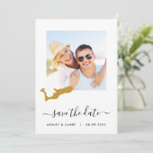 グランドケイマン地図フォトウェディング日付カードを保存 セーブザデート (スタンド正面)