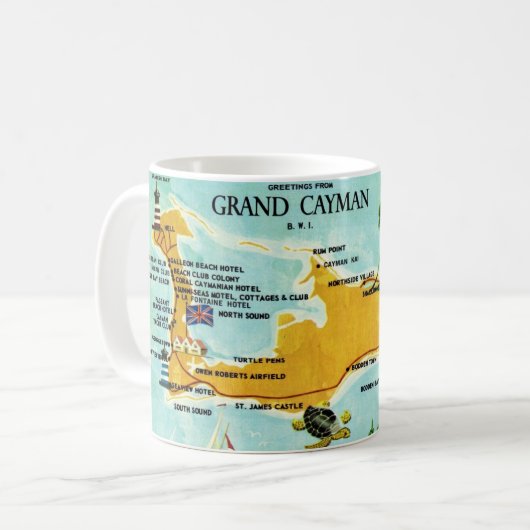 グランドケイマン島の古地図 コーヒーマグカップ (正面左)