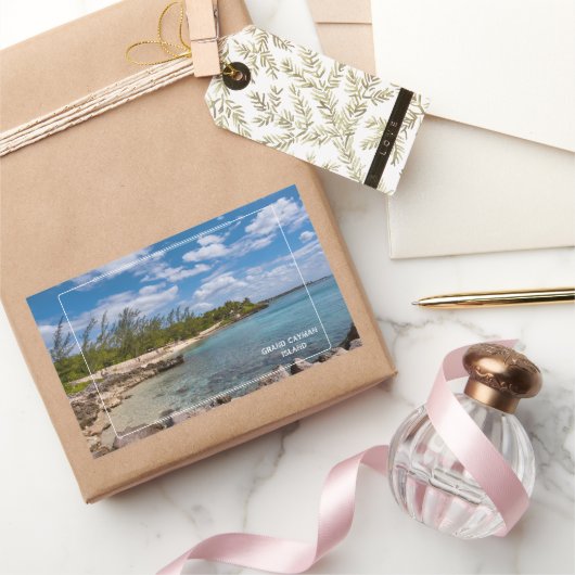 グランドケイマン島 長方形シール (ギフト)