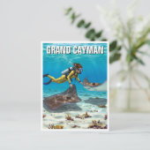 グランドケイマン旅行でスティングレイズでダイビング ポストカード (スタンド正面)