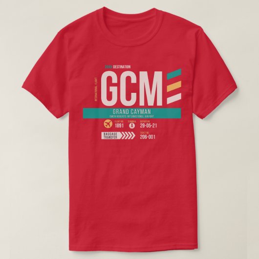グランドケイマン GCM 空港コード スーツケースタグ Tシャツ (デザイン正面)