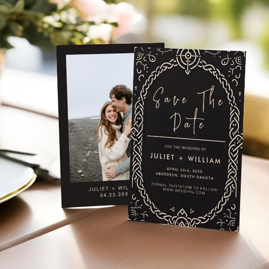 グランドケルト北欧の中世スクロールバイキング結婚ズ セーブザデート