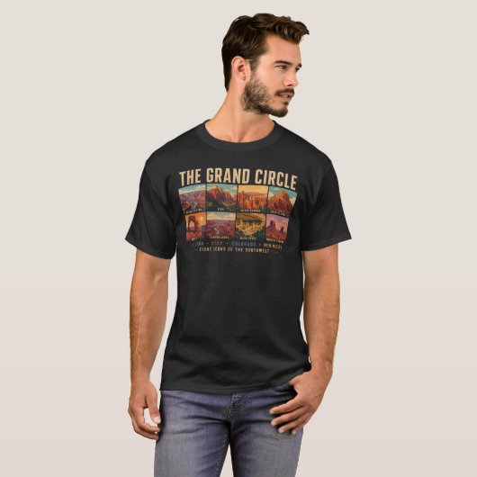 グランドサークル国立公園のランドマークイラスト Tシャツ (正面フル)