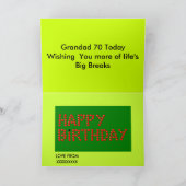 グランドスヌーカーカード70歳の誕生日 カード (内部)