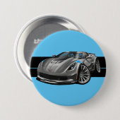 グランドスポーツコルヴェットグレー限定版グラフィック 缶バッジ (正面&裏面)