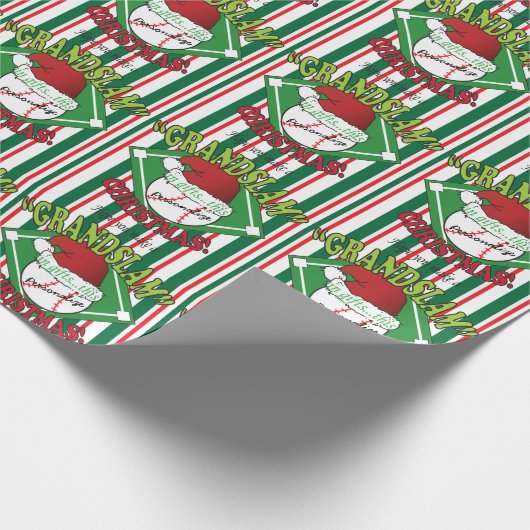 グランドスラムの野球のクリスマス| DIYの名前 ラッピングペーパー (角)