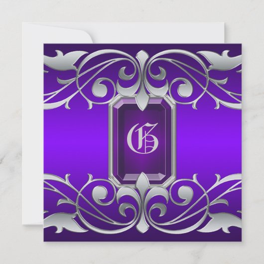 グランドダチェスパープルジュエルスクロール招待状 招待状 (正面)