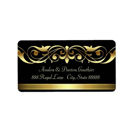 グランドダチェスブラック金ゴールドスクロール住所 シール (正面)