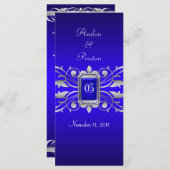 グランドダチェスブルースクロールティール（緑がかった色）結婚式 プログラム (正面/裏面)