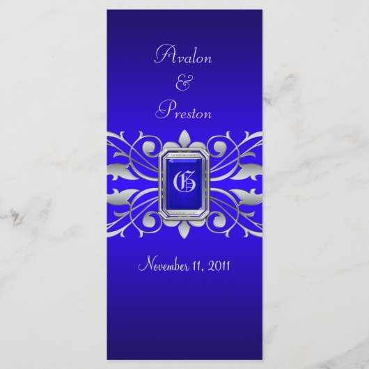 グランドダチェスブルースクロールティール（緑がかった色）結婚式 プログラム (正面)