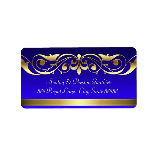 グランドダチェスブルー金ゴールドスクロール住所 シール (正面)