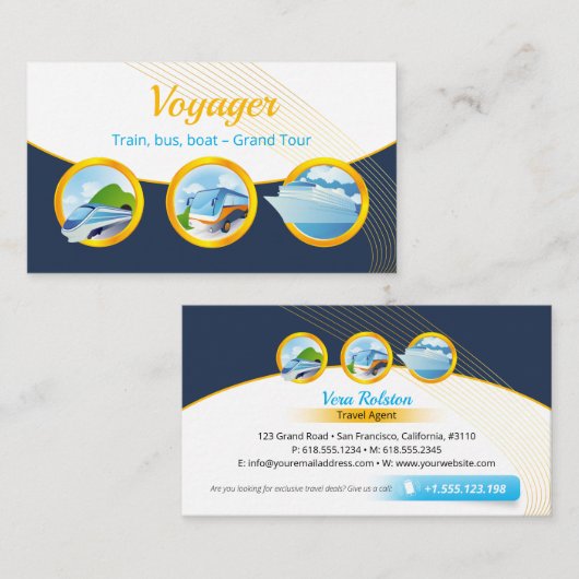 グランドツアー |旅行代理店列車バスボート 名刺 (正面/裏面)