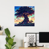 グランドツリー - 鮮やかなイラストスタイルの風景 ポスター (ホームオフィス)