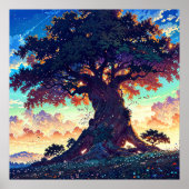 グランドツリー - 鮮やかなイラストスタイルの風景 ポスター (正面)