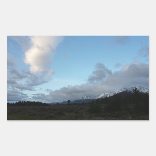 グランドティトン国立公園の朝の雲 長方形シール (正面)